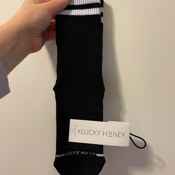 Lucky Honey Grip Socks: The Dad Socks in Black w/White Stripe - Picture 4 of 10